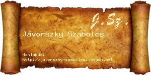 Jávorszky Szabolcs névjegykártya